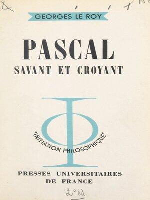 cover image of Pascal, savant et croyant
